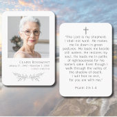Elegant Floral Photo Funeral Psalm 23 Prayer Card 名刺