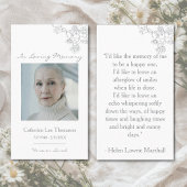 Elegant Floral Photo In Loving Memory Prayer Card 名刺