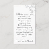 Elegant Floral Photo In Loving Memory Prayer Card 名刺 (裏面)