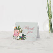 Elegant Floral Photo Link 60th Birthday Party サンキューカード (正面)