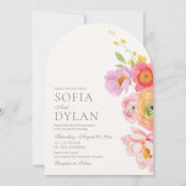 Elegant Floral Photo Wedding Invitation 招待状 (正面)