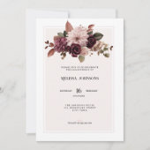 Elegant Floral Pink 60th Birthday Invitation 招待状 (正面)