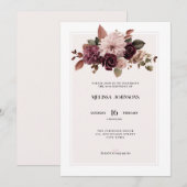 Elegant Floral Pink 60th Birthday Invitation 招待状 (正面/裏面)