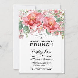 Elegant Floral Pink Bridal Shower 招待状