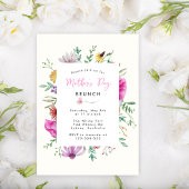 Elegant Floral pink Mothers Day Brunch 招待状
