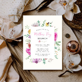 Elegant Floral pink Mothers Day Brunch 招待状