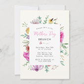 Elegant Floral pink Mothers Day Brunch 招待状 (正面)