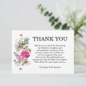 Elegant Floral Pink Peony Monogram Wedding サンキューカード (スタンド正面)