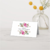 Elegant Floral Pink Peony Monogram Wedding プレイスカード (裏面)