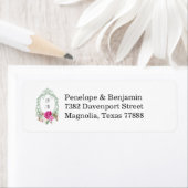 Elegant Floral Pink Peony Monogram Wedding Address ラベル (インサイチュ)