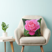 Elegant Floral Pink Rose Garden Accent Pillow クッション (椅子)