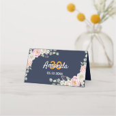 Elegant Floral Place Card and Table Number Tent プレイスカード (裏面)