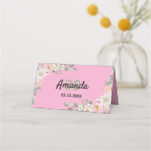 Elegant Floral Place Card and Table Number Tent プレイスカード (裏面)