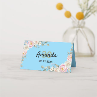 Elegant Floral Place Card and Table Number Tent プレイスカード
