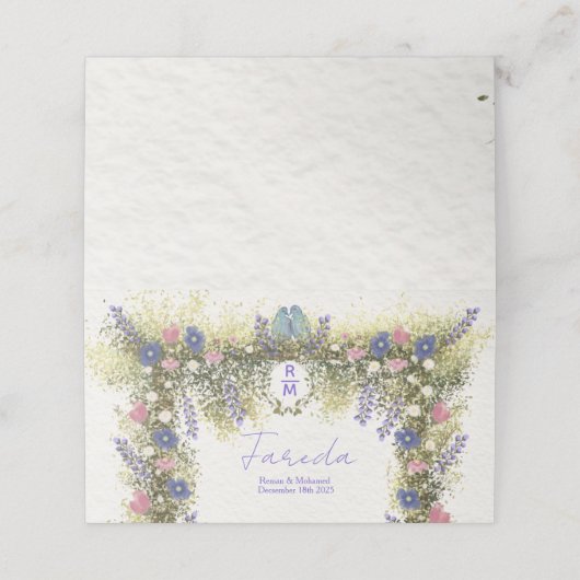 Elegant Floral Place Card - Hand-Drawn Watercolor  プレイスカード (外部開封)