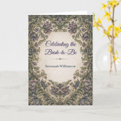 Elegant Floral Plaid Bridal Shower カード (黄色い花)