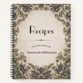 Elegant Floral Plaid Personalized Recipe ノートブック (正面)