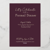 Elegant Floral Plum Blush 80th Birthday Rose Gold  箔招待状 (裏面)