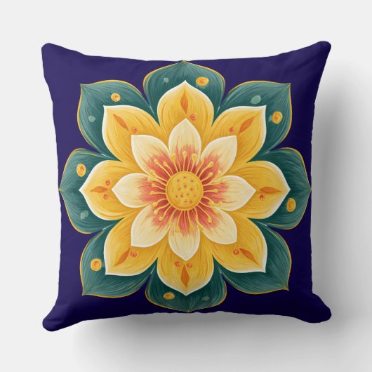 Elegant Floral Print Decorative Pillow クッション (裏面)