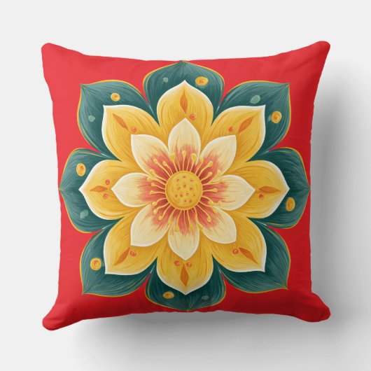Elegant Floral Print Decorative Pillow クッション (裏面)