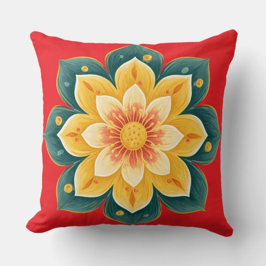 Elegant Floral Print Decorative Pillow クッション (正面)