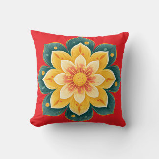 Elegant Floral Print Decorative Pillow クッション