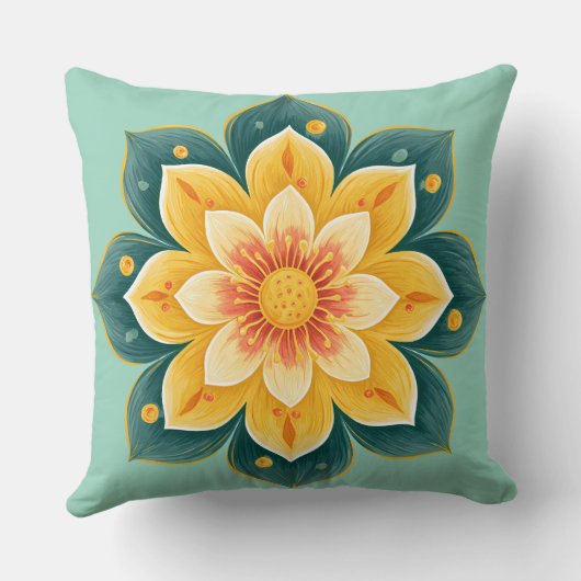 Elegant Floral Print Decorative Pillow クッション (裏面)