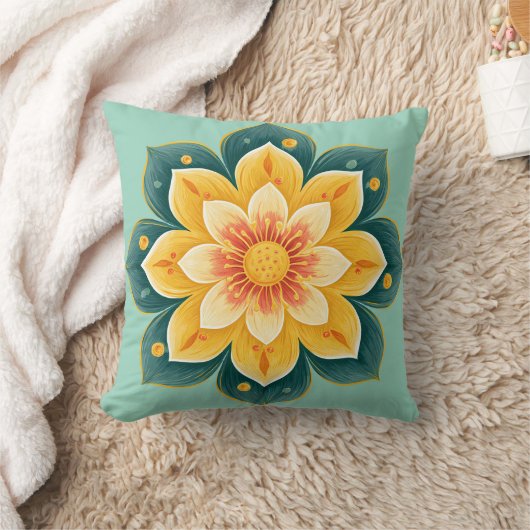 Elegant Floral Print Decorative Pillow クッション (ブランケット)