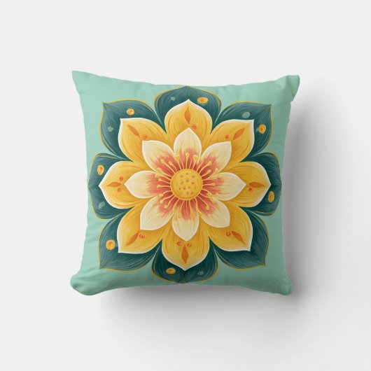 Elegant Floral Print Decorative Pillow クッション (正面)