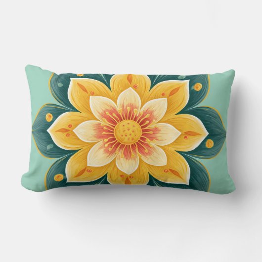 Elegant Floral Print Decorative Pillow ランバークッション (正面)