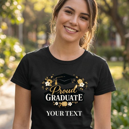 Elegant Floral Proud Graduate Custom Text Women’s Tシャツ
