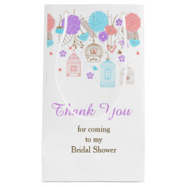 Elegant Floral Purple and Blue Bridal Shower スモールペーパーバッグ