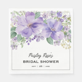 Elegant Floral Purple Bridal Shower スタンダードランチョンナプキン