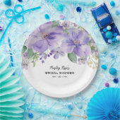 Elegant Floral Purple Bridal Shower ペーパープレート (パーティー)