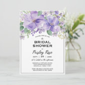 Elegant Floral Purple Bridal Shower 招待状 (スタンド正面)