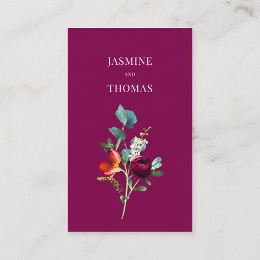 Elegant Floral QR Code Wedding Website Card 名刺 (裏面)