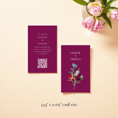 Elegant Floral QR Code Wedding Website Card 名刺