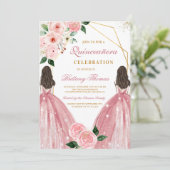 Elegant Floral Quinceañera Invitation 招待状 (スタンド正面)