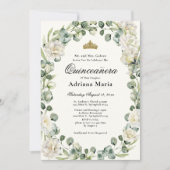 Elegant Floral Quinceanera Invitation Ivory Flower 招待状 (正面)