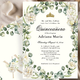 Elegant Floral Quinceanera Invitation Ivory Flower 招待状