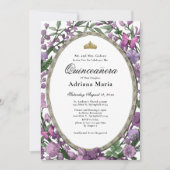 Elegant Floral Quinceanera Invitation Pink Flowers 招待状 (正面)