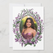 Elegant Floral Quinceanera Invitation Pink Flowers 招待状 (裏面)