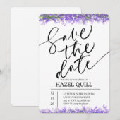 Elegant Floral Quinceañera Save the Date 招待状 (正面/裏面)