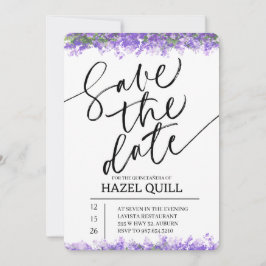 Elegant Floral Quinceañera Save the Date 招待状