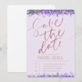 Elegant Floral Quinceañera Save the Date 招待状 (正面/裏面)