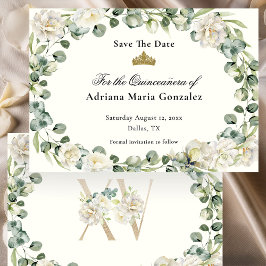 Elegant Floral Quinceanera Save The Date Card セーブザデート