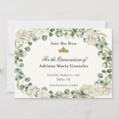 Elegant Floral Quinceanera Save The Date Card セーブザデート (正面)