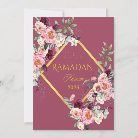 Elegant Floral Ramadan Kareem Greeting Card  招待状 (正面)
