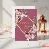 Elegant Floral Ramadan Kareem Greeting Card  招待状