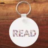 Elegant Floral READ Typography - Pastel Botanical キーホルダー (裏面)